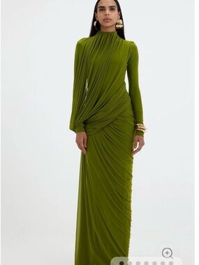 Mesh Gathering Long Sleeve Maxi Dress